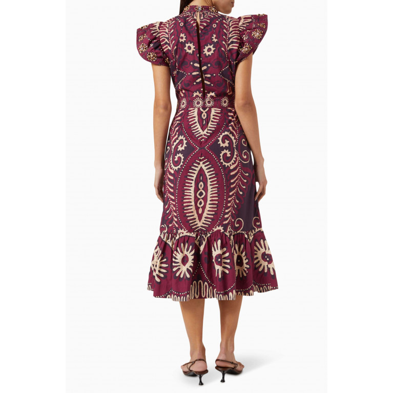 Sea New York - Charlough Print Cut-out Midi Dress in Cotton