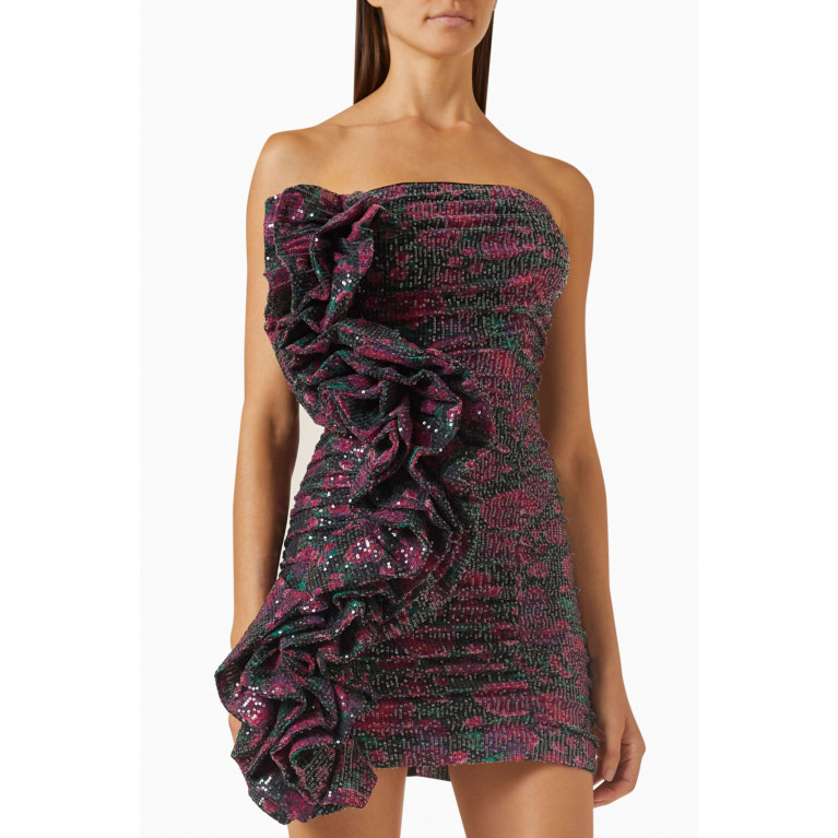 Rotate - Layla Floral-print Mini Dress in Sequins