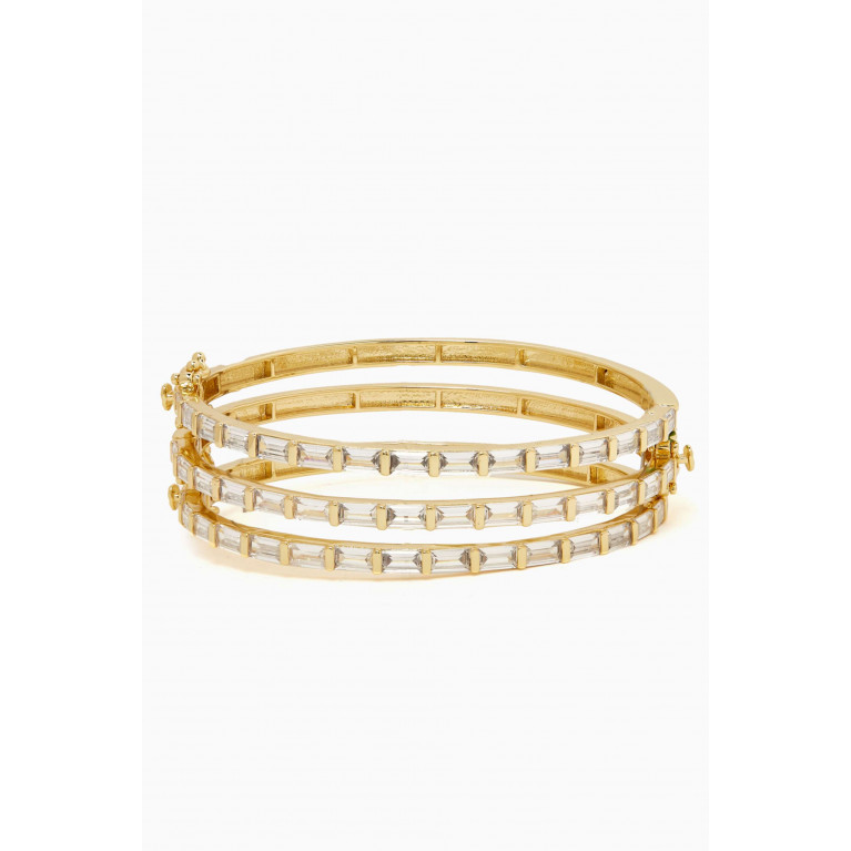 CZ by Kenneth Jay Lane - Baguette CZ Bangle in 14kt Gold-plated Brass, Set of 3