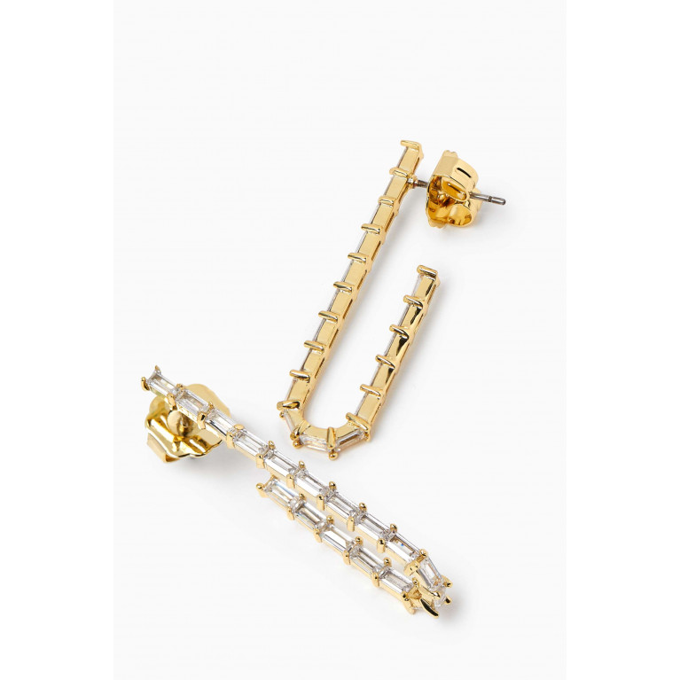 CZ by Kenneth Jay Lane - Baguette Elongated Hoop Earrings in Gold-plated Brass