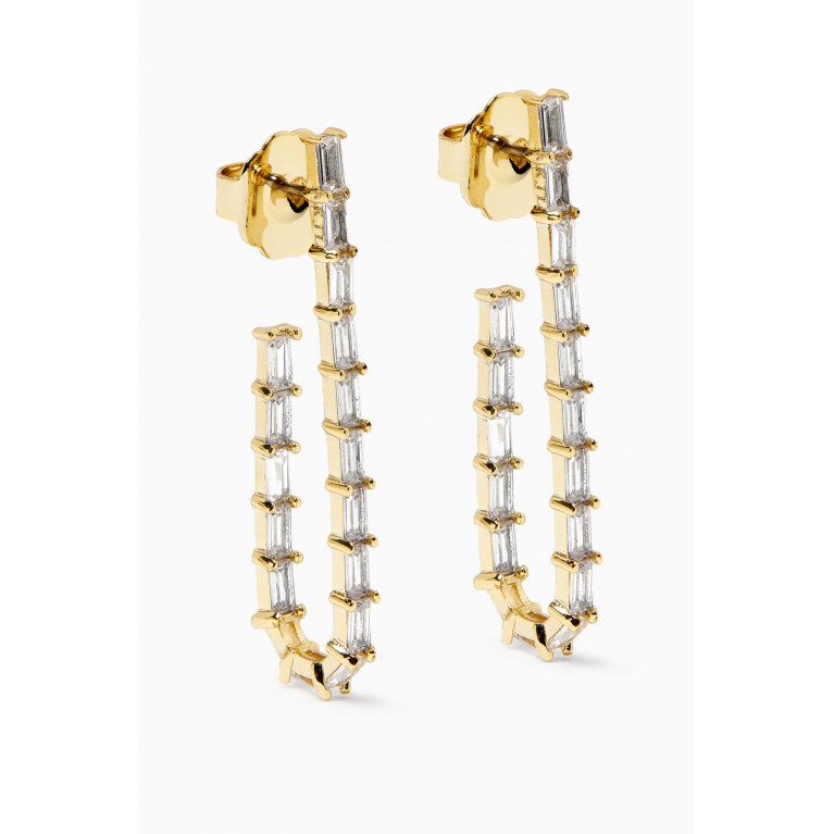 CZ by Kenneth Jay Lane - Baguette Elongated Hoop Earrings in Gold-plated Brass