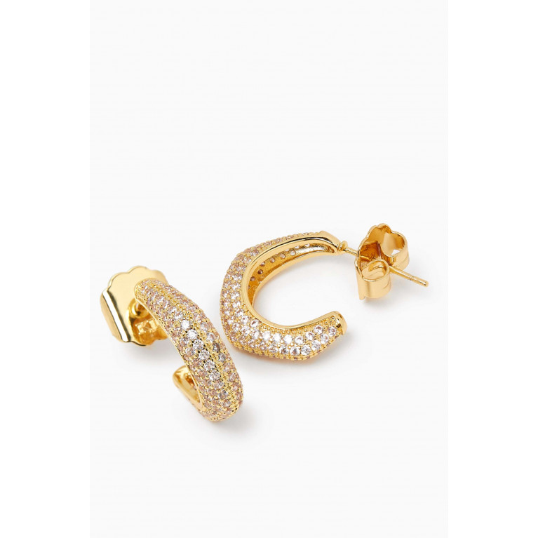 CZ by Kenneth Jay Lane - Pavé Hex Mini Hoop Earrings in Gold-plated Brass