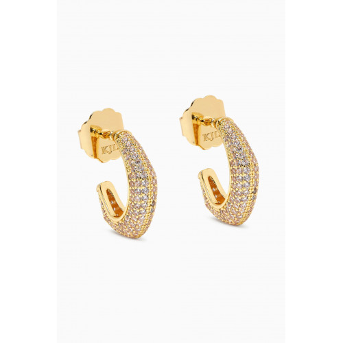 CZ by Kenneth Jay Lane - Pavé Hex Mini Hoop Earrings in Gold-plated Brass