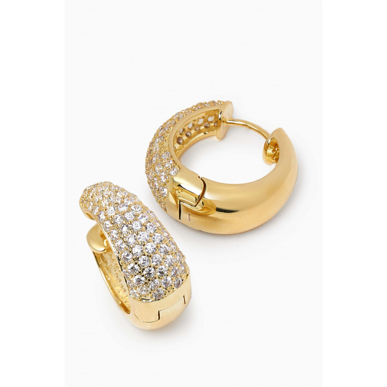 CZ by Kenneth Jay Lane - Large Pavé Hoop Earrings in Gold-plated Brass