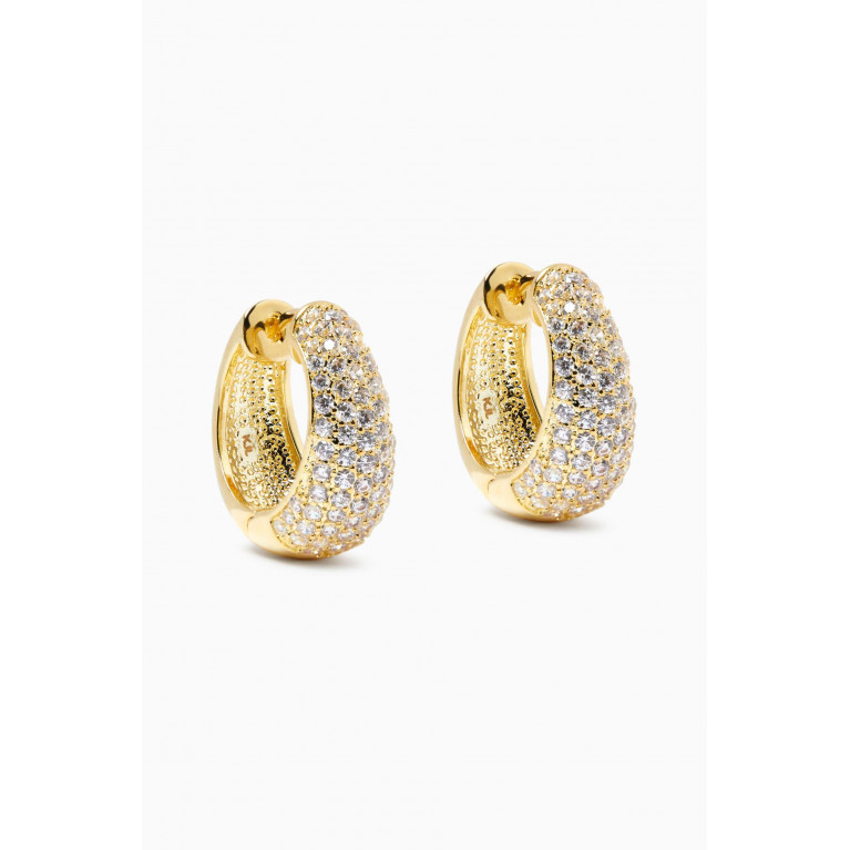 CZ by Kenneth Jay Lane - Large Pavé Hoop Earrings in Gold-plated Brass