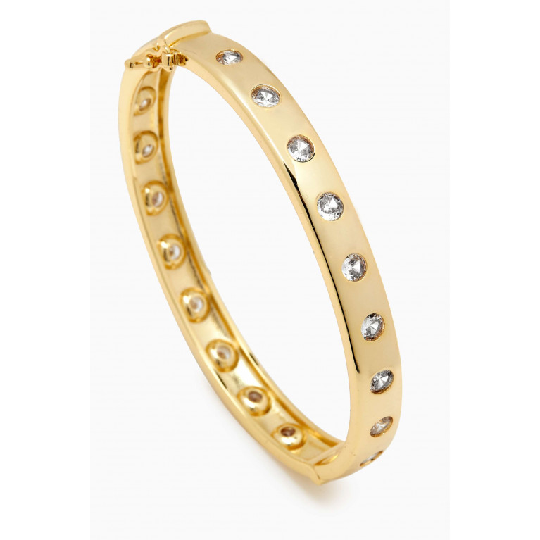 CZ by Kenneth Jay Lane - Round CZ Bangle in Gold-plated Brass