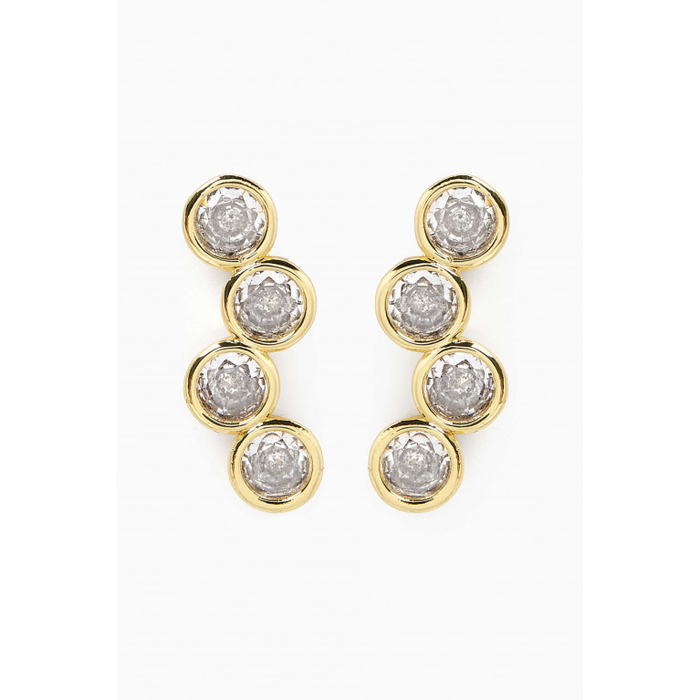 CZ by Kenneth Jay Lane - Circle Scatter Drop Earrings in Gold-plated Brass