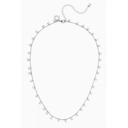 CZ by Kenneth Jay Lane - CZ Dangle Necklace in Rhodium-plated Brass