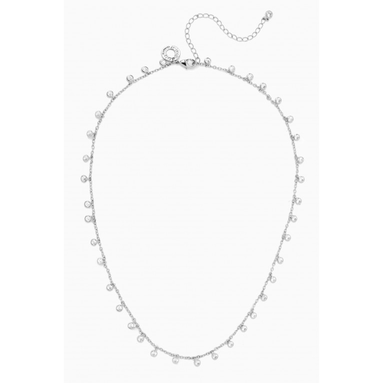 CZ by Kenneth Jay Lane - CZ Dangle Necklace in Rhodium-plated Brass