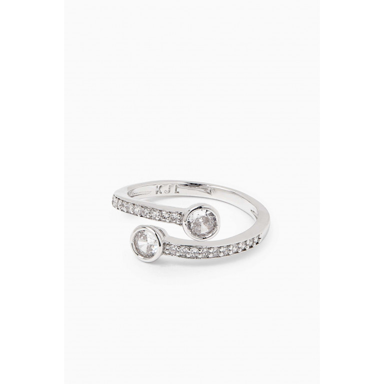 CZ by Kenneth Jay Lane - Bybass Pave Wrap Ring in Rhodium-plated Brass