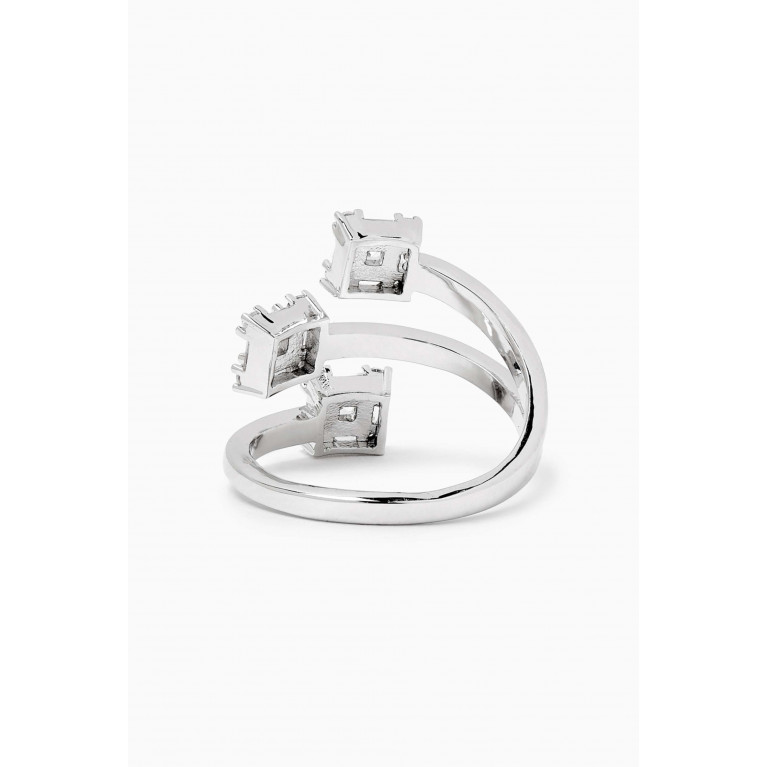CZ by Kenneth Jay Lane - Triple Baguette Wrap Ring in Rhodium-plated Brass