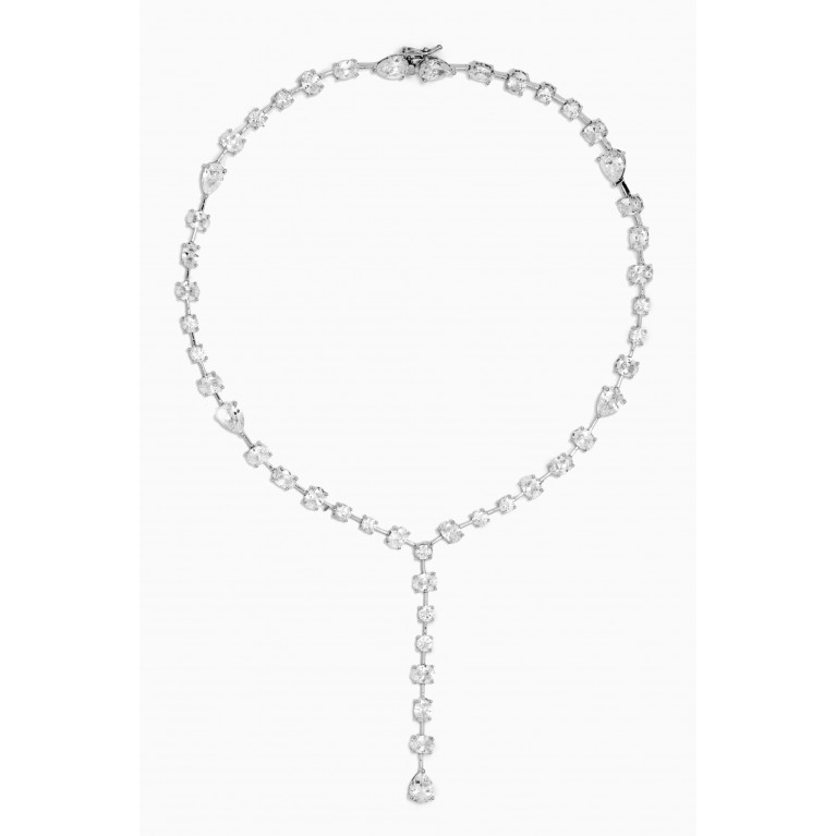 CZ by Kenneth Jay Lane - Statement Y Necklace in Rhodium-plated Brass
