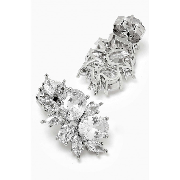 CZ by Kenneth Jay Lane - Scatter Cluster Earrings in Rhodium-plated Brass