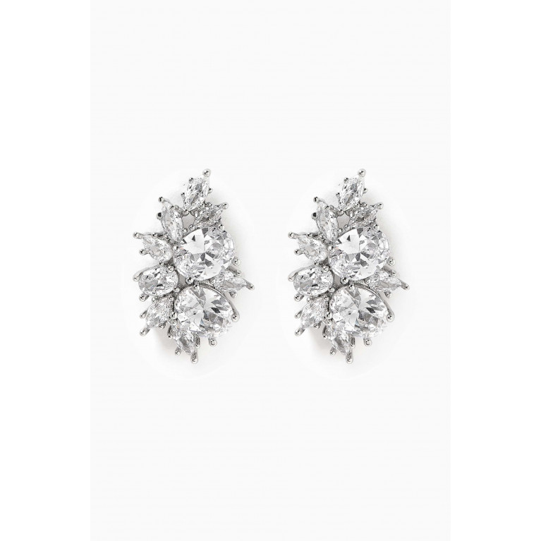 CZ by Kenneth Jay Lane - Scatter Cluster Earrings in Rhodium-plated Brass