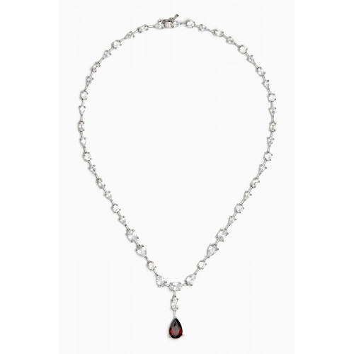 CZ by Kenneth Jay Lane - Statement Pear Drop Necklace in Rhodium-plated Brass