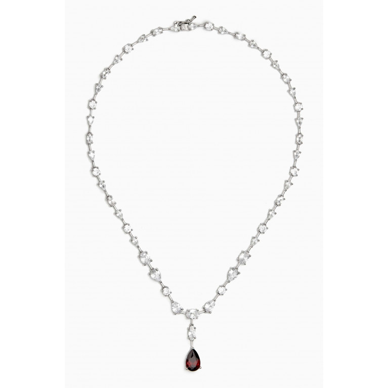 CZ by Kenneth Jay Lane - Statement Pear Drop Necklace in Rhodium-plated Brass