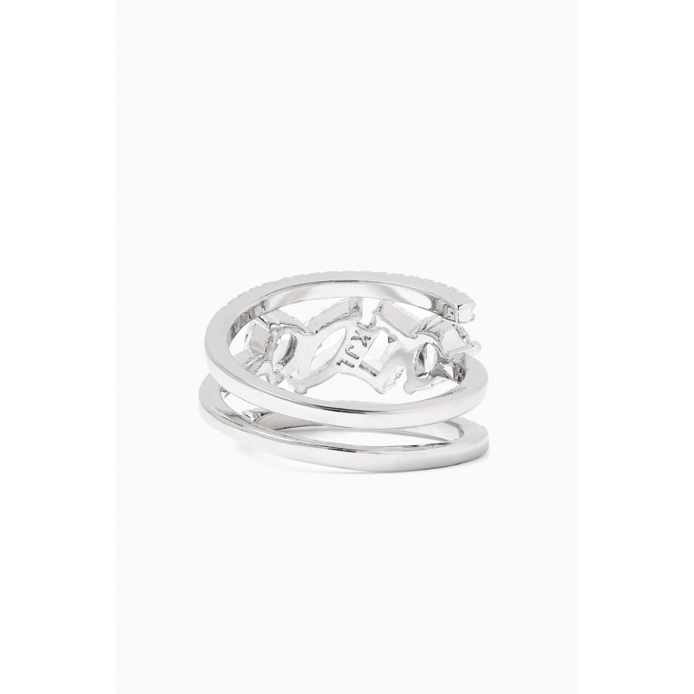 CZ by Kenneth Jay Lane - Multi-shape Pavé Spiral Ring in Rhodium-plated Brass