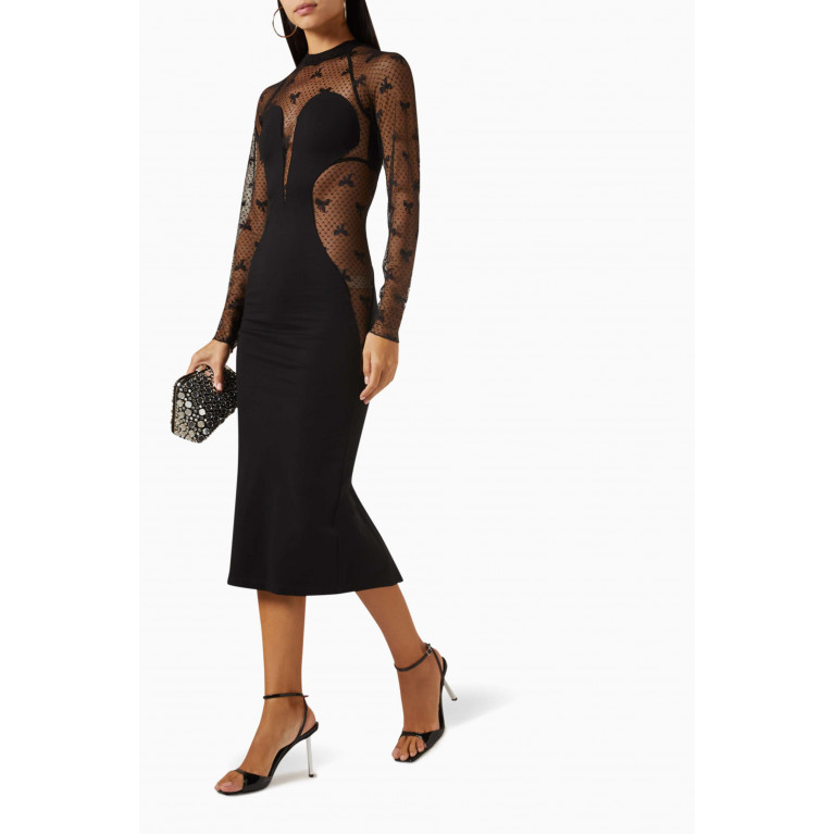 Rotate - Klory Bow-embroidered Midi Dress in Viscose-blend