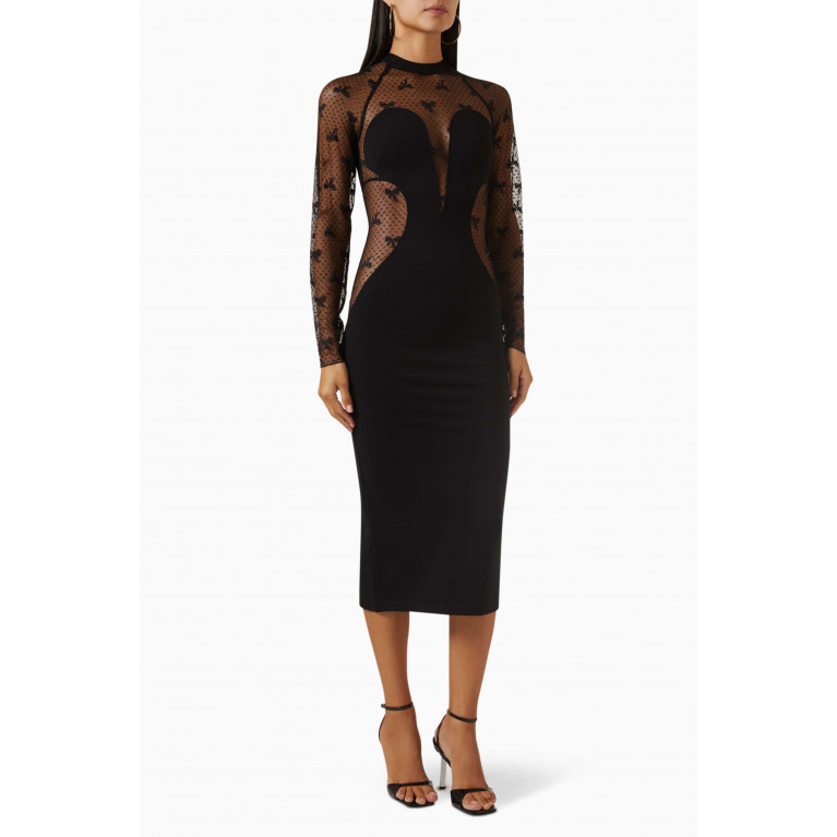 Rotate - Klory Bow-embroidered Midi Dress in Viscose-blend