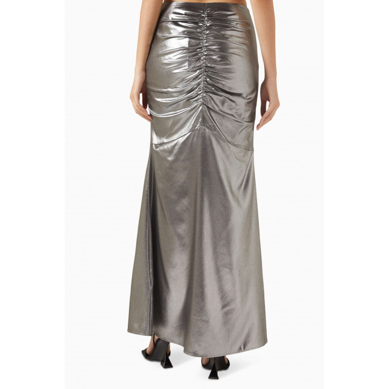 Rotate - Sidselina Maxi Skirt in Metallic-fabric