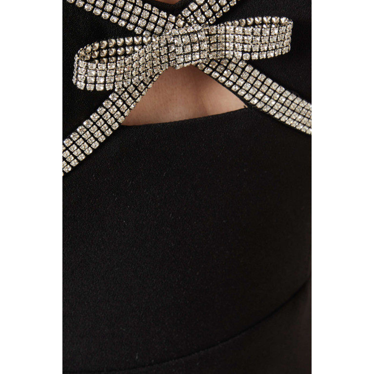 Self-Portrait - Diamante Bow Midi Dress in Crepe