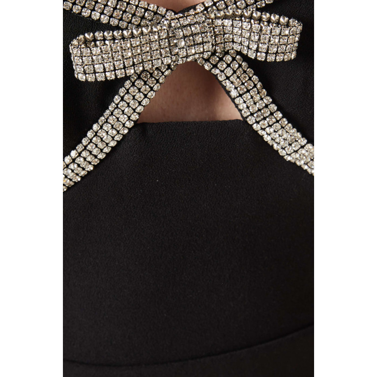Self-Portrait - Diamante Bow Mini Dress in Crepe