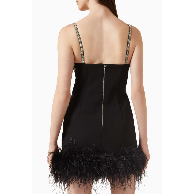 Self-Portrait - Crystal-trimmed Feather Mini Dress in Crepe