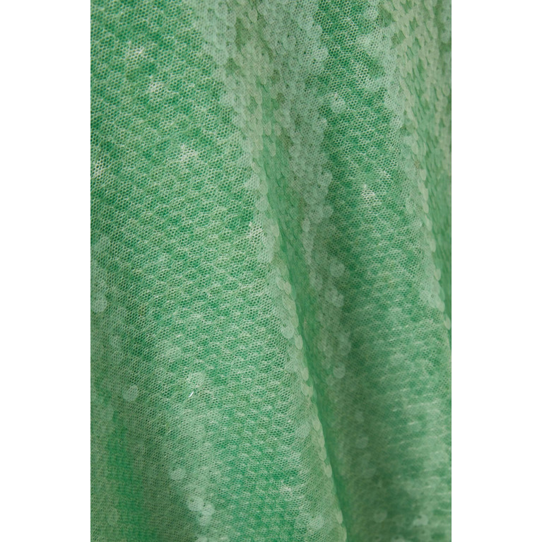 Self-Portrait - Maxi Skirt in Sequin Green