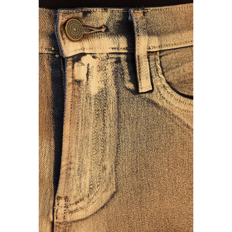 Frame - Le High Straight Fit Jeans in Coated Denim