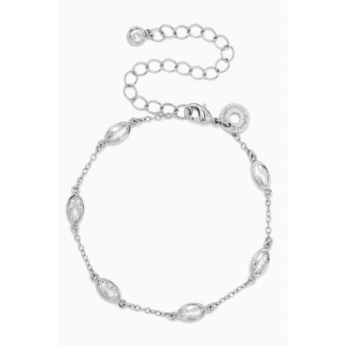 CZ by Kenneth Jay Lane - Marquis CZ Station Delicate Chain Bracelet in Rhodium-plated Brass