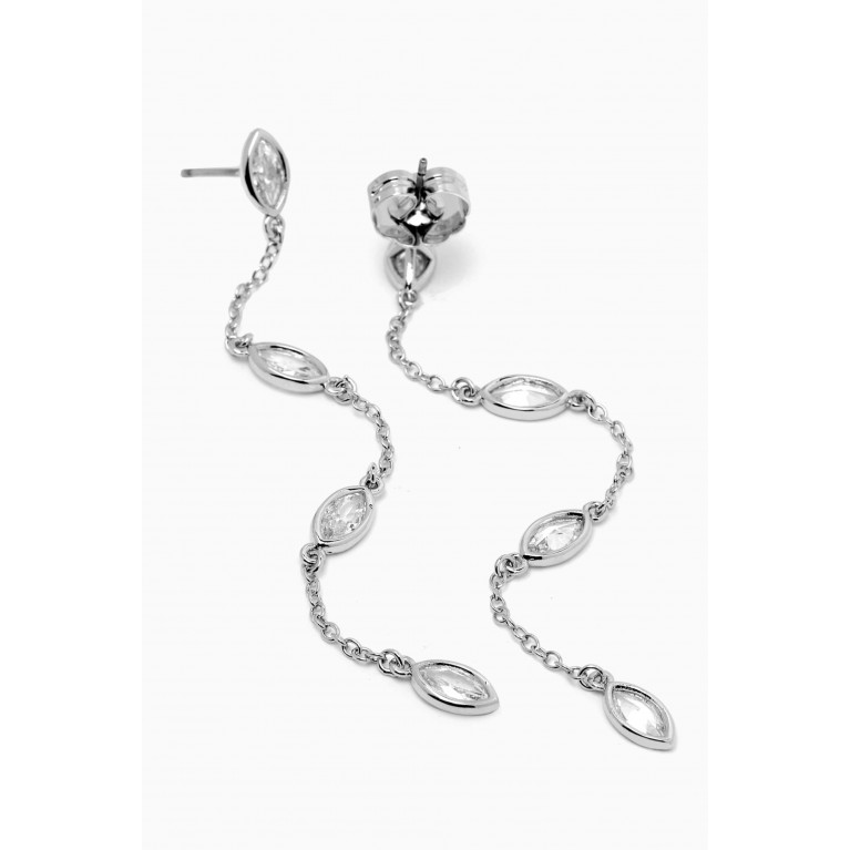 CZ by Kenneth Jay Lane - CZ Delicate Chain Drop Earrings in Rhodium-plated Brass
