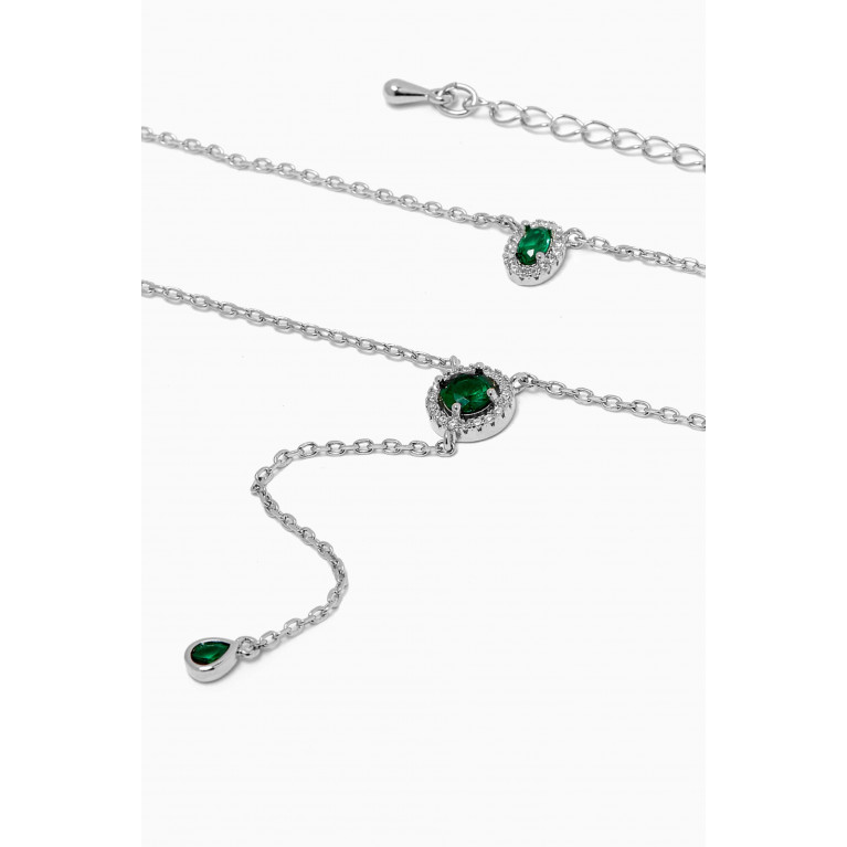 CZ by Kenneth Jay Lane - CZ Double Y Necklace in Rhodium-plated Brass