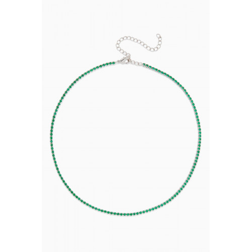 CZ by Kenneth Jay Lane - Tennis Necklace in Rhodium-plated Brass
