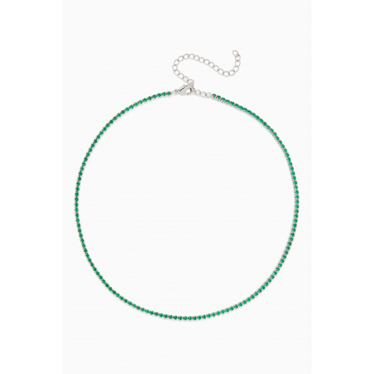 CZ by Kenneth Jay Lane - Tennis Necklace in Rhodium-plated Brass