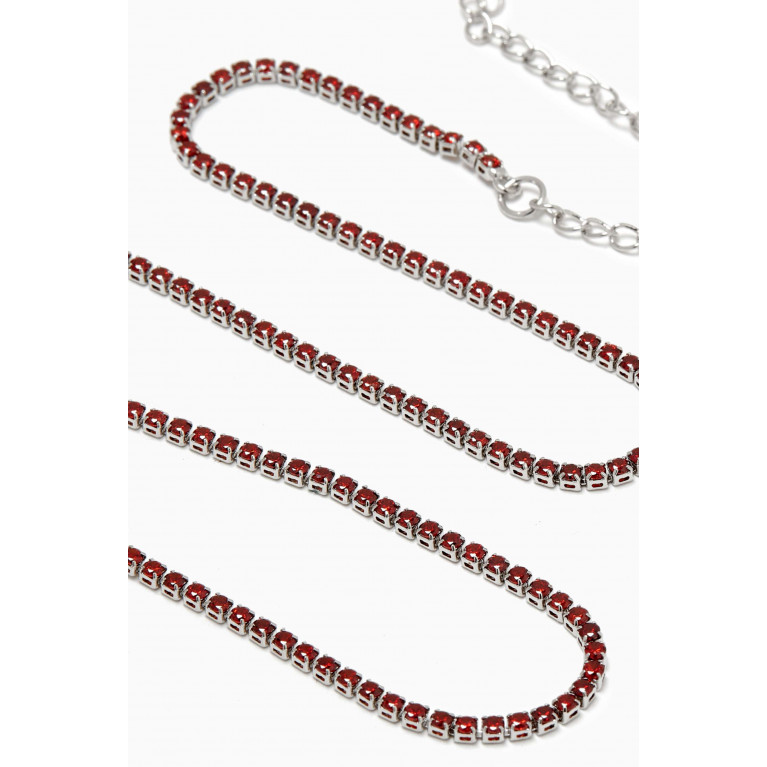 CZ by Kenneth Jay Lane - Tennis Necklace in Rhodium-plated Brass Red