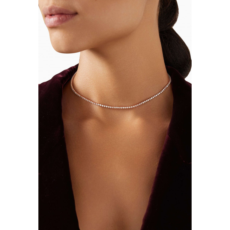 CZ by Kenneth Jay Lane - Tennis Necklace in Rose Gold-plated Brass Rose Gold