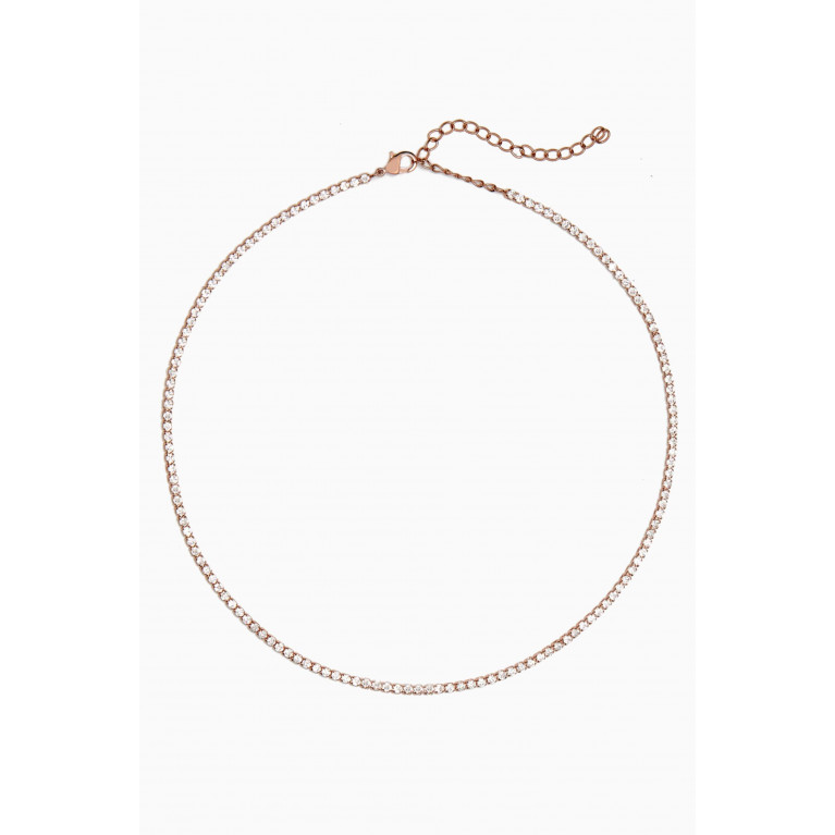 CZ by Kenneth Jay Lane - Tennis Necklace in Rose Gold-plated Brass Rose Gold