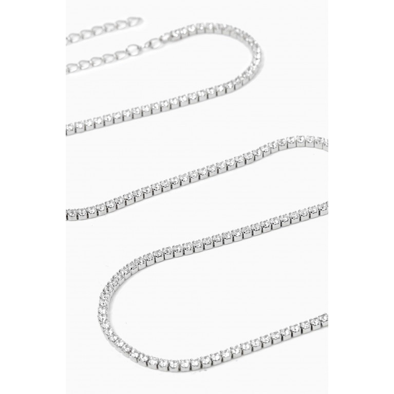 CZ by Kenneth Jay Lane - Tennis Necklace in Rhodium-plated Brass Silver