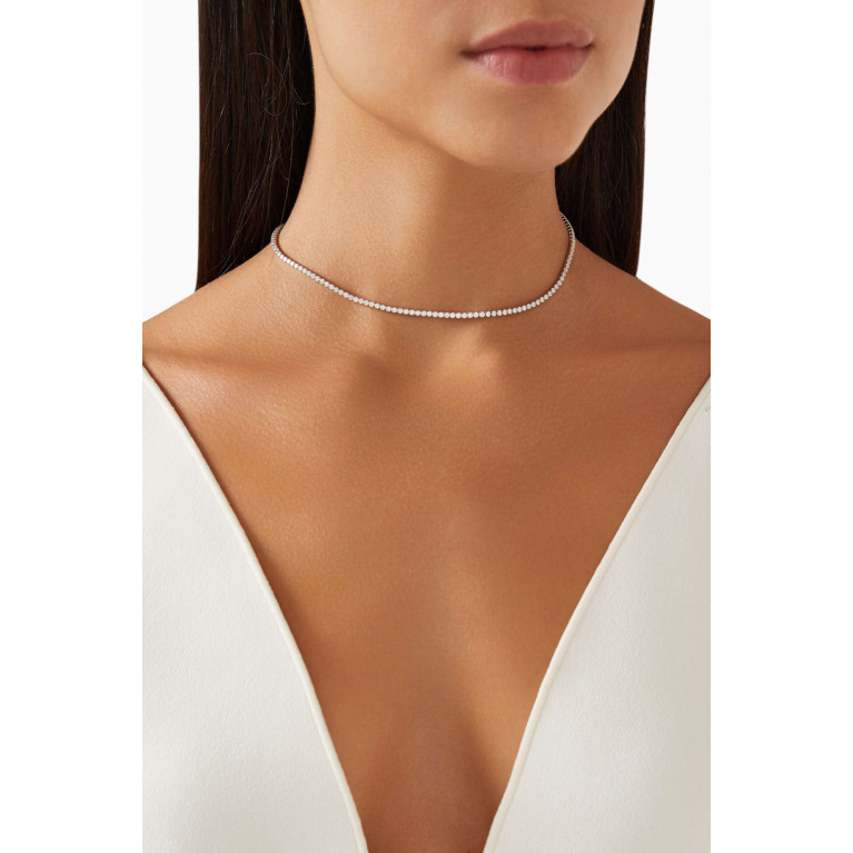 CZ by Kenneth Jay Lane - Tennis Necklace in Rhodium-plated Brass Silver