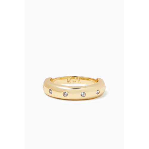 CZ by Kenneth Jay Lane - Round Inlay CZ Oval Ring in Gold-plated Brass