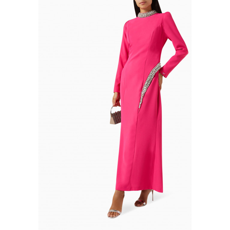 Senna - Adel Crystal-trim Maxi Dress Pink