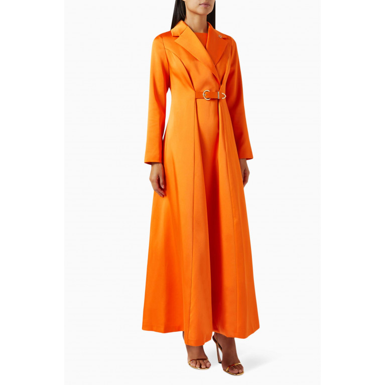 Senna - Freesia Belted Maxi Dress in Satin Orange