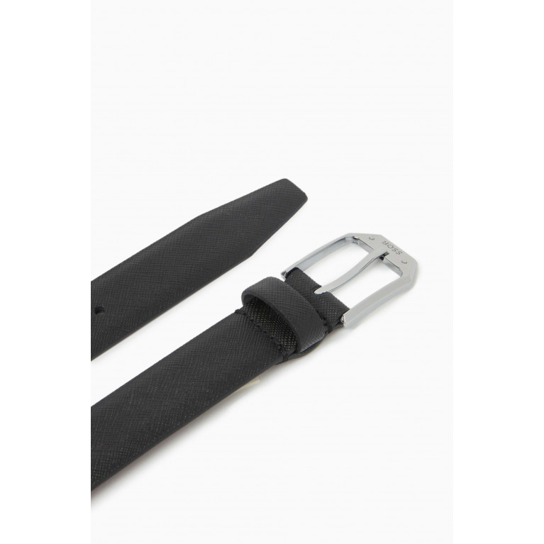 Boss - Angled Branded Buckle Belt in Leather