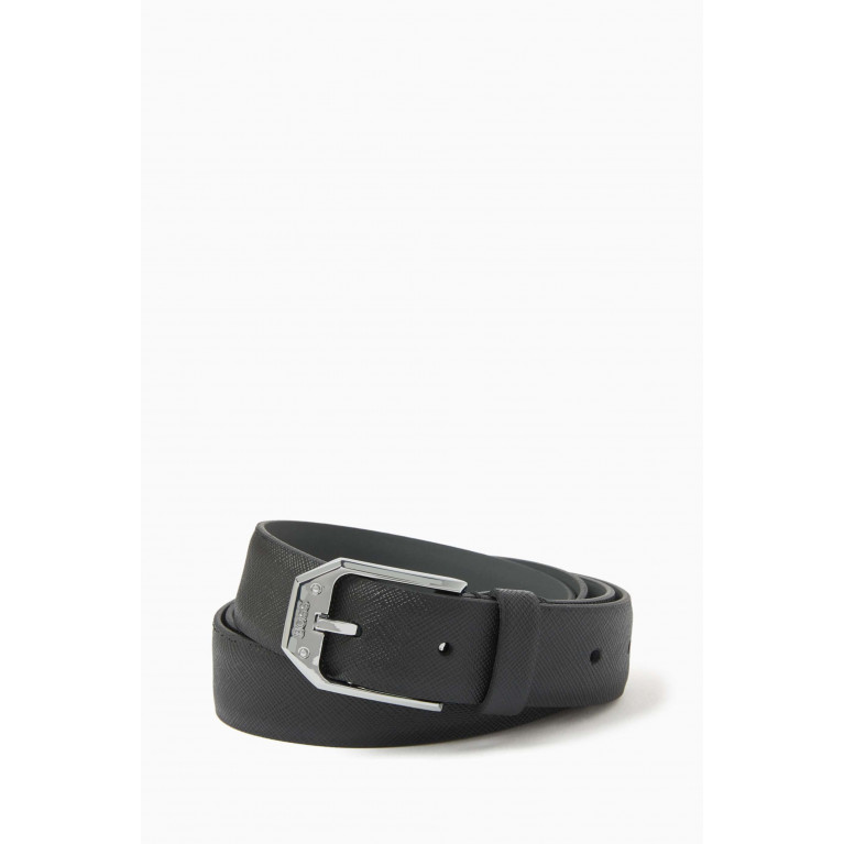 Boss - Angled Branded Buckle Belt in Leather