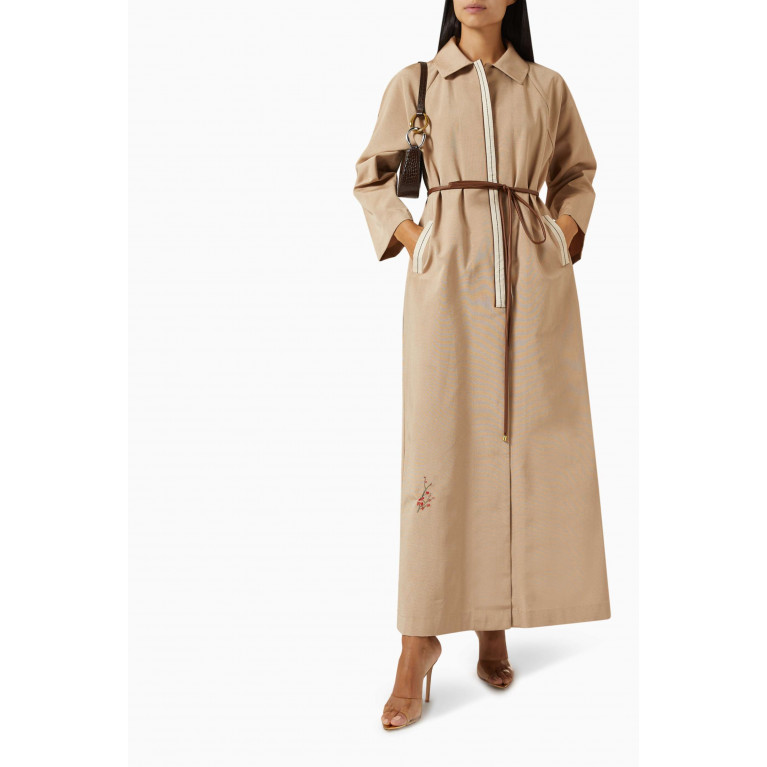ZAH Design - Belted Jacket Abaya in Cotton-blend