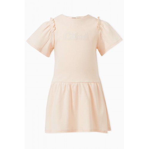 Chloé - Logo-embroidered Dress in Organic Cotton Jersey