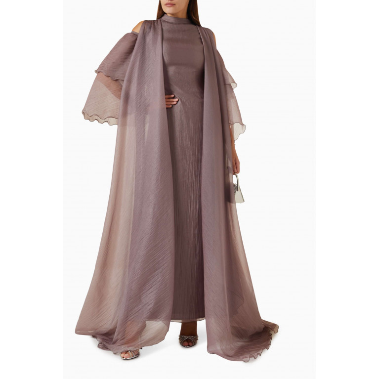 NASS - Draped Maxi Dress in Organza Purple