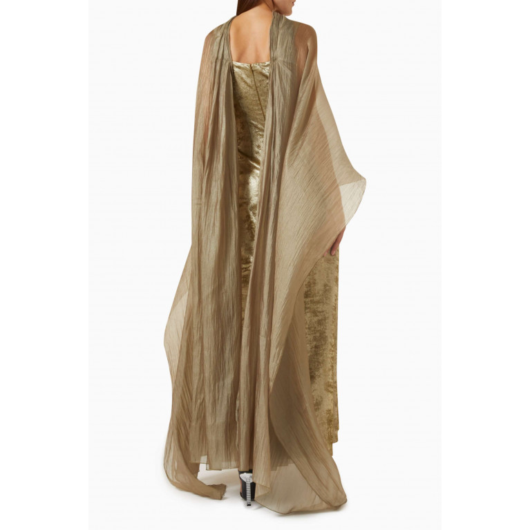 NASS - Shawl-panel Maxi Dress in Silk & Organza Green