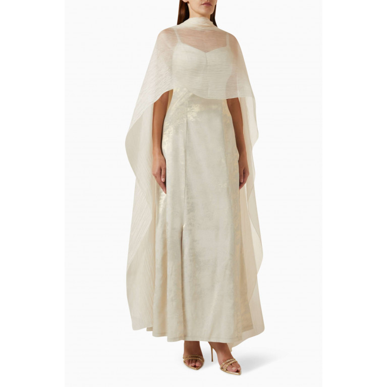 NASS - Shawl-panel Maxi Dress in Silk & Organza Neutral
