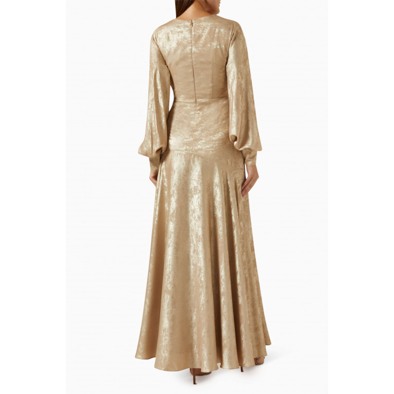 NASS - Metallic-print Maxi Dress in Silk Neutral